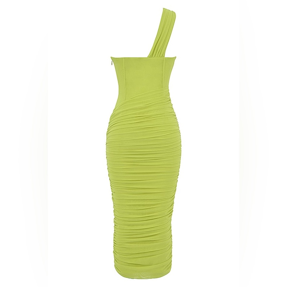 NWT House of CB Valentina Lime Asymmetric Cutout Midi Dress Size XS - Picture 8 of 14